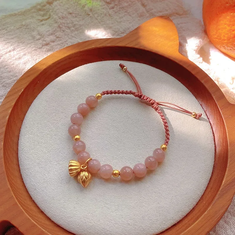 

Good luck moonstone crystal strand bracelet lotus seed lotus pod pendant hand rope fashion hand artistic elegance women girl hot