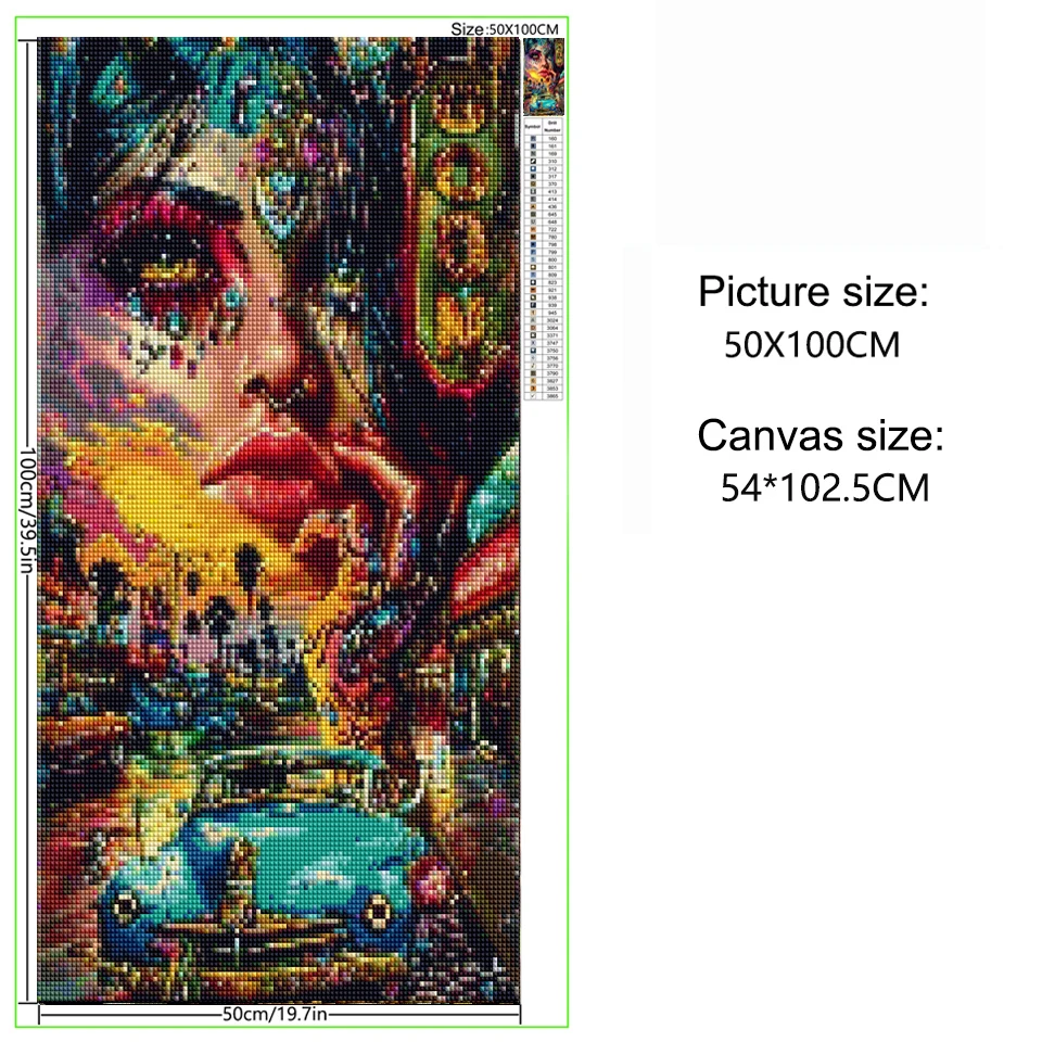 DIY Diamond Painting Psychedelic Women's Planet Pattern Large Size Full Square Abstract Tattooed Woman Diamond Embroidery