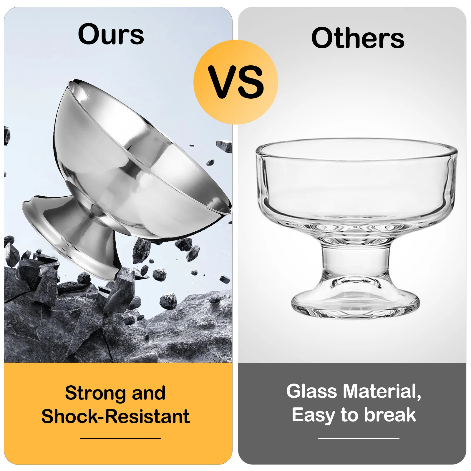 1 قطعة كوب سلطة الفولاذ المقاوم للصدأ 6.5 سنتيمتر وعاء الحلوى الآيس كريم الفاكهة تخزين حامل إمدادات المطبخ متعددة الأغراض كوب للطعام المنزلية #2