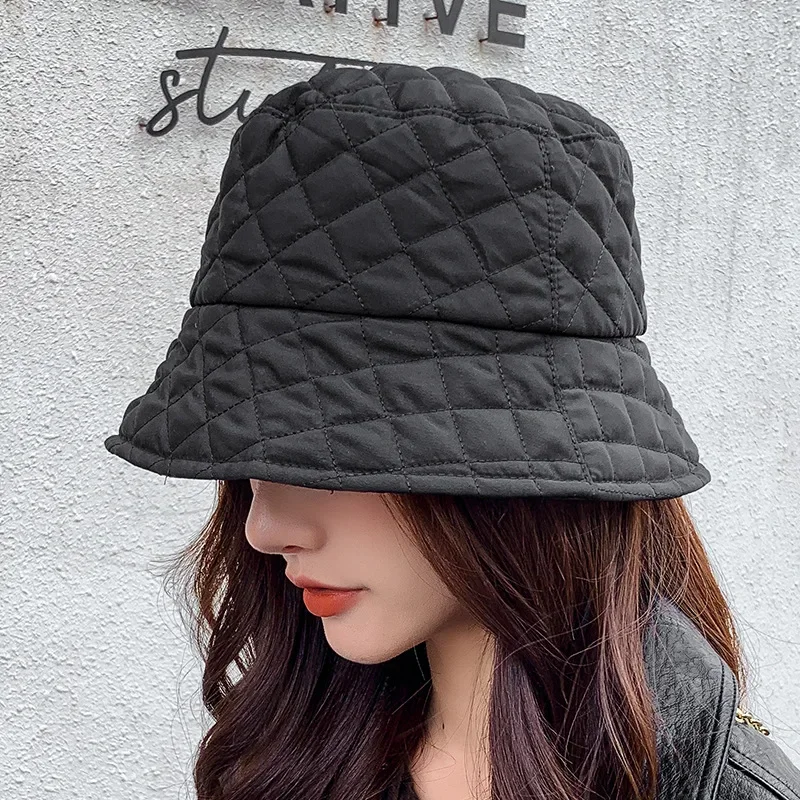 New Fisherman Hat for Men Women Autumn Winter Basin Panama Hats Korean Fashion Unisex Outdoor Rhombus Lady Cold Warm Bucket Cap