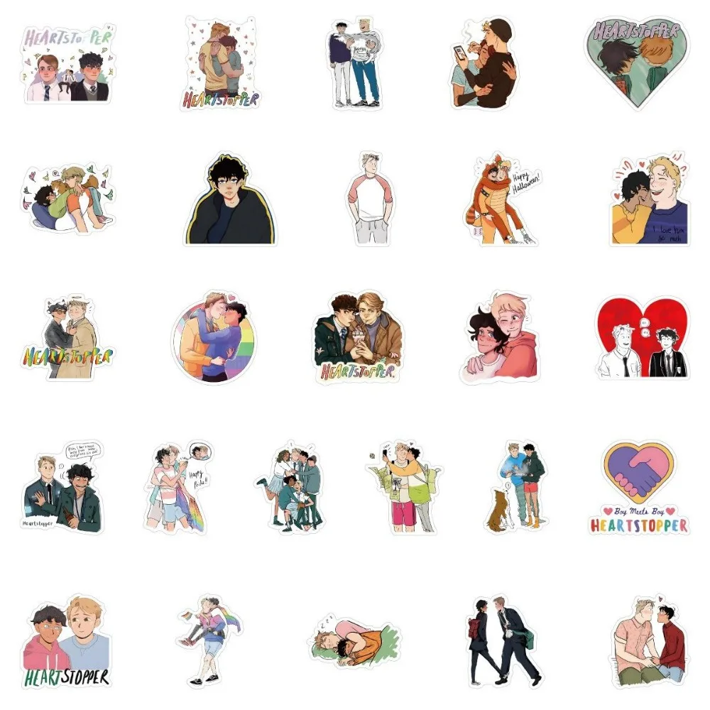 50 Pcs Heartstopper Stickers Heartstopper Graffiti Stickers for DIY Luggage Laptop Skateboard Motorcycle Bicycle Stickers