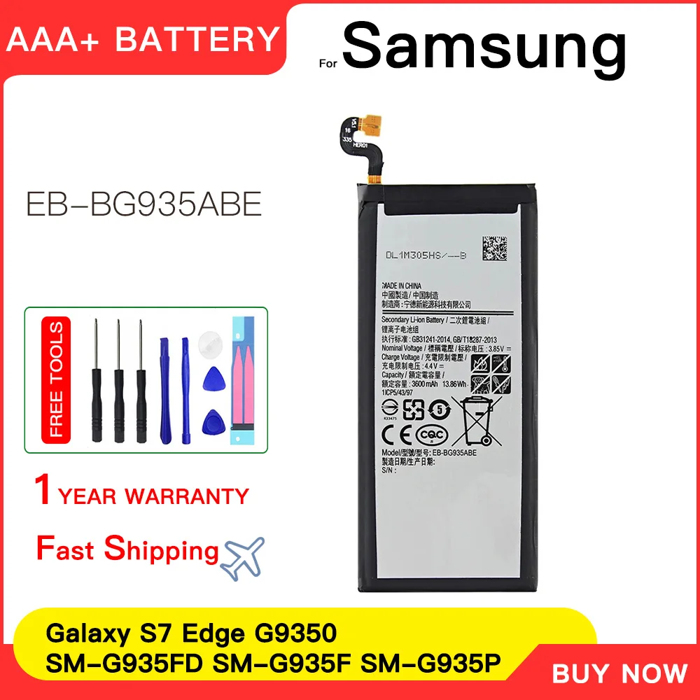 

Genuine EB-BG935ABE EB-BG935ABA Batteries For Samsung Galaxy S7 Edge S7Edge SM-G935F G9350 G935FD Phone Battery +Tools