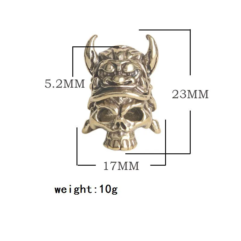 Japanese Skull Head Samurai Helmet Knife Beads Woven Paracord Lanyard Pendants Outdoor EDC Umbrella Rope Brass DIY Accessories