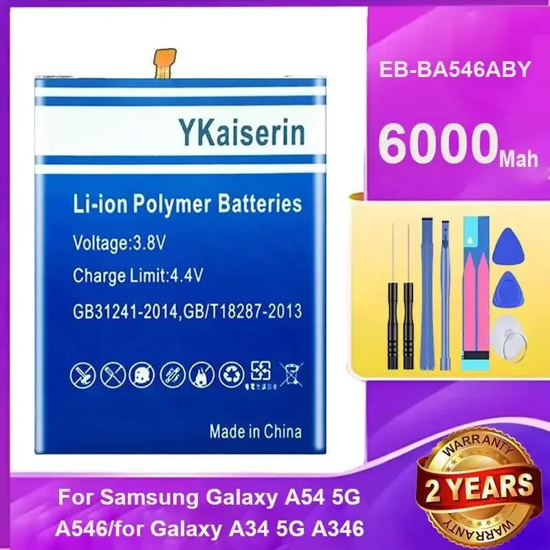 

EB-BA546ABY Mobile Phone Battery Reliable Replacement Rapid Charging 6000mAh For Samsung Galaxy A54 5G A546 A34 5G A346