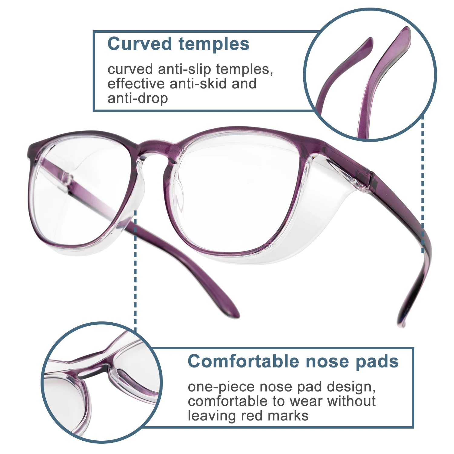 2 Colors Safety Glasses Clear Flat Light Anti-fog Eye Protection & Perfect Gift Choice Model HM9