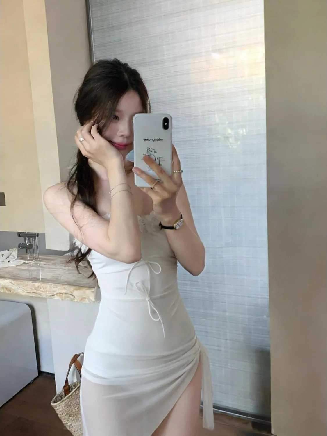 

Pure Desire Style One-Piece Swimsuit Women's Beautiful Hot Spring Swimwear Gathered Slimming Belly Covering Backless