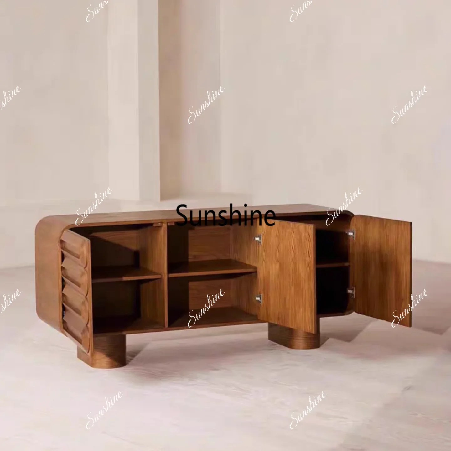 French retro solid wood dining side cabinet villa living room against the wall storage entrance cabinetTJ