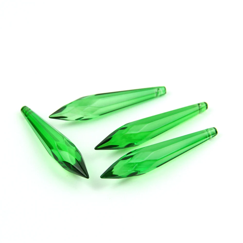 

38mm/63mm/76mm Dark Green K9 Crystal Chandelier Pendants Prisms Cut&Faceted Glass U-Icicle Drops For Cake Topper Decoration