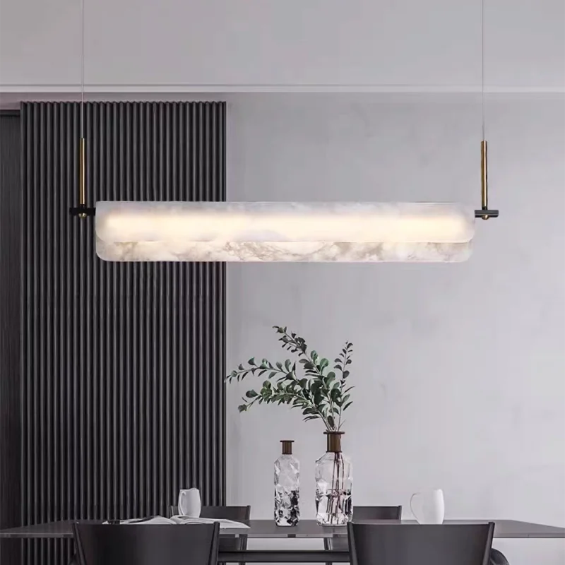 

Nordic Minimalist Marble Full Copper Chandeliers With White Marble Lustre, Villa Lighting For Living Room, Led Home Decoration