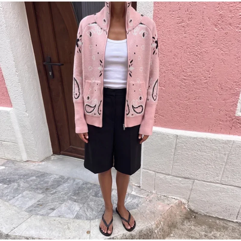 Knitted Jacquard Female Cardigan Sweater Zipper Loose Lapel Pocket Fashion Lady Sweaters 2026 Spring Street Long Sleeve Coat Top 41 S873112fdc8f548aa96cb46fbe027917fo
