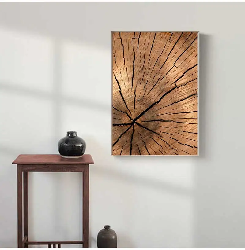 Abstract Wood Log Tree Rings Posters Wood Grain Rings Tree Ring Radial Lines Farmhouse Canvas Painting Pictures Home Decor