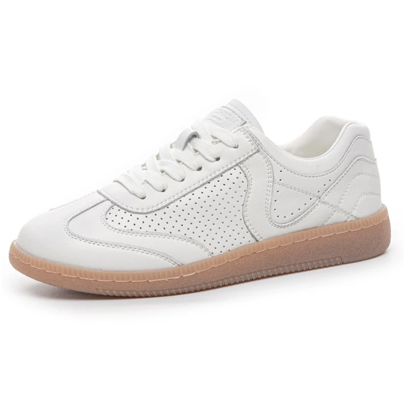 

2026 New Women's Casual Leather Sneakers Breathable Lace Up Shoes Non-Slip Soft Sole Fashion Retro Walking Shoes