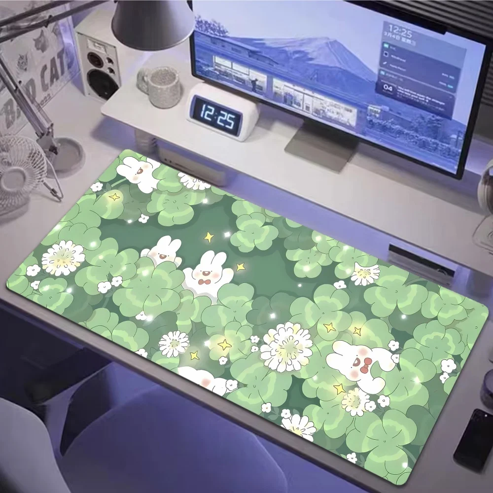 

Mouse Pad XXL Green Plant Cat Laptops Gaming Black While Line Deskmat Mousepad Anime Office Carpet Gamer Keyboard Computer Desks