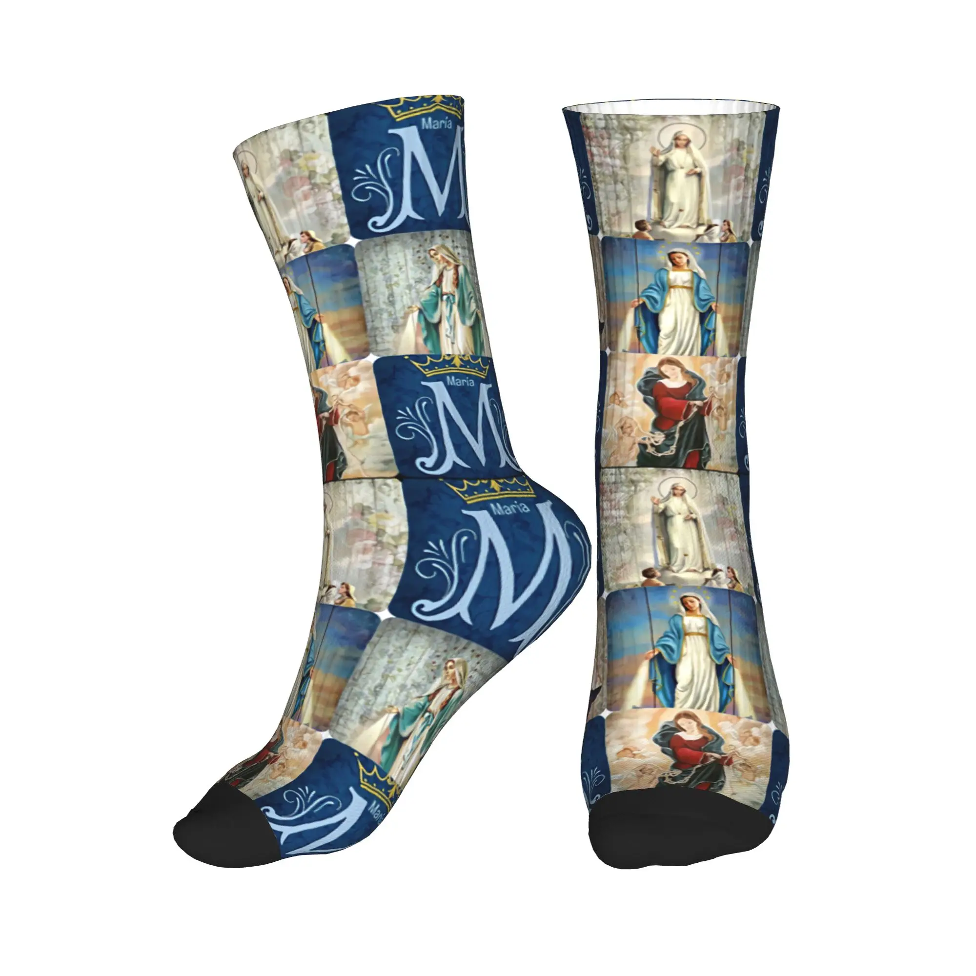 

Cute Mens Virgin Mary Mother of God Dress Socks Unisex Comfortable Warm 3D Print Crew Socks