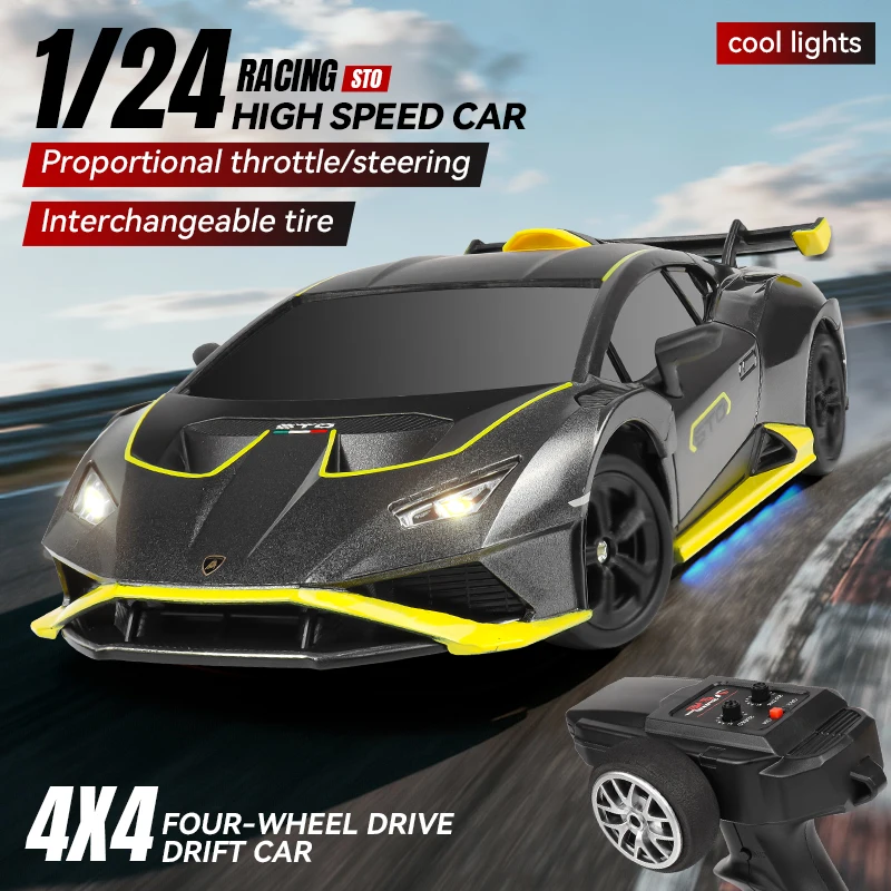 JCMO 4WD Remote Control Drift Car Full Size 1:24 Remote Control Racing Car Model 2.4G Radio High Speed RC Car Boy Toy Gift New view 4