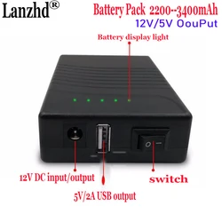 2024 NEW 5V 12v 18650 3400mAh Lithium Li ion Battery pack 3S1P DC 12V and USB 5V Mobile power With 5521 cable and charger