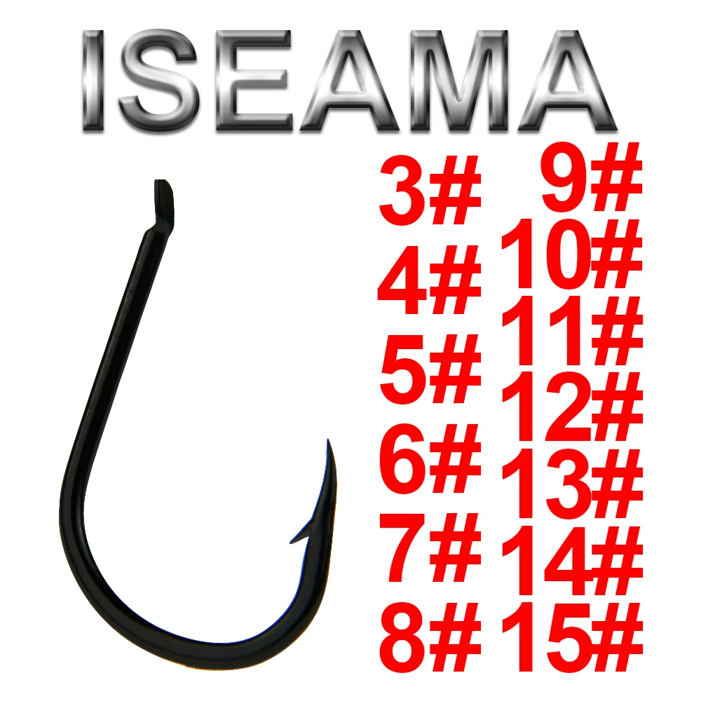 50-100pcs/ box High carbon steel fishhook, iseni Ringless fishhook