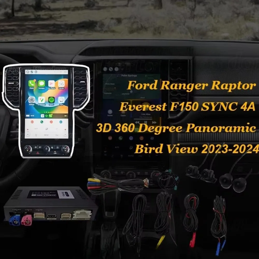 for Car  Vehicle Parking System for Ford Ranger Raptor Everest F150 Mustang Sync4 3D 360 Degree Panoramic Bird View 2023-2024