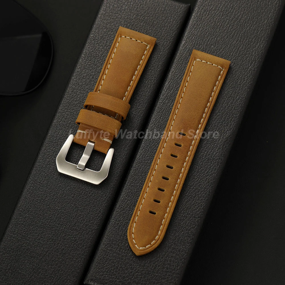 20mm 22mm 24mm 26mm Herren Crazy Horse Leder Uhrenarmband Ersatz-Uhrenband Vintage Armbanduhrband Uhrenzubehör