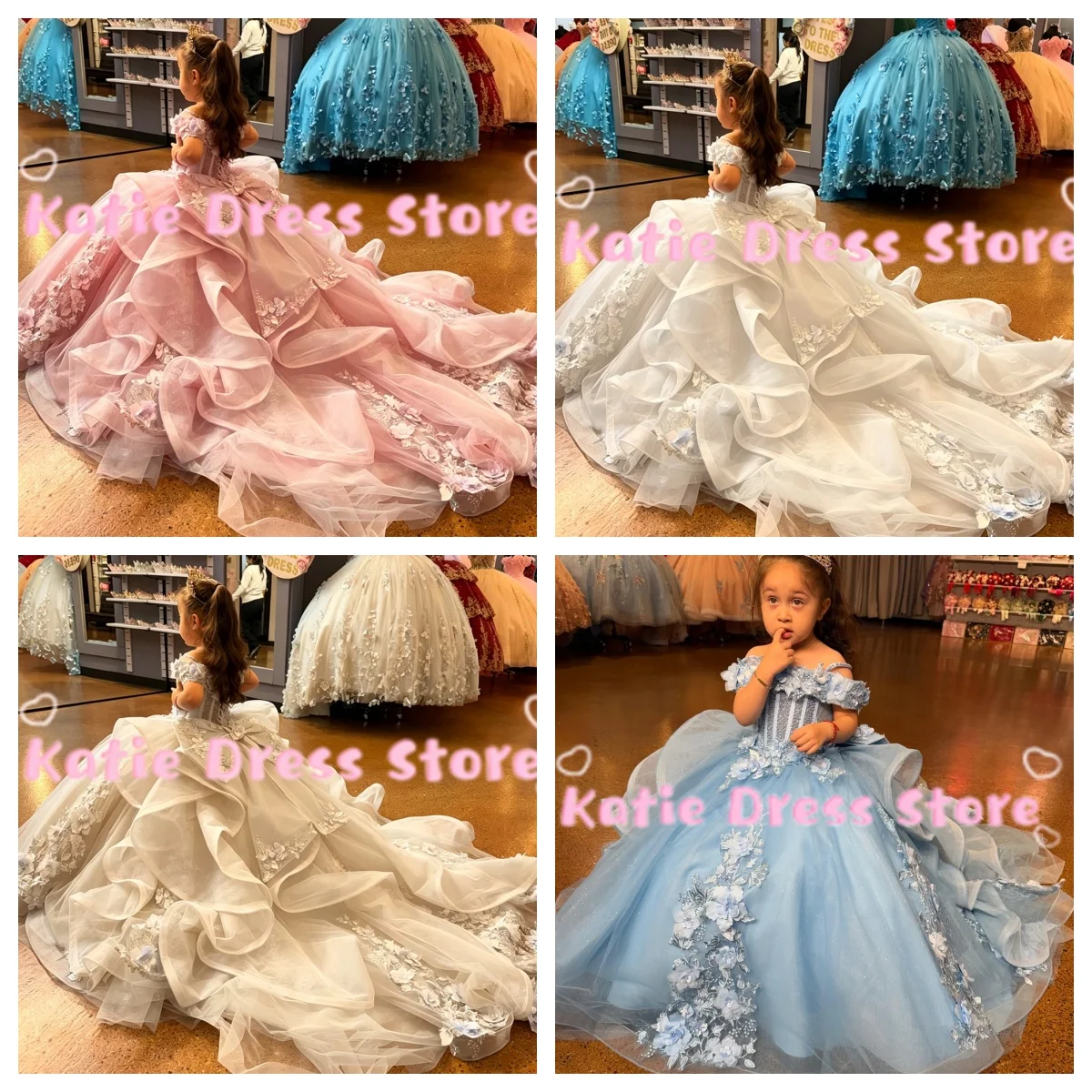 Customized Elegant Flower Girl Dress For WeddingElegant Satin Sleeveless Princess Kids Birthday Party First Communion Ball Gowns