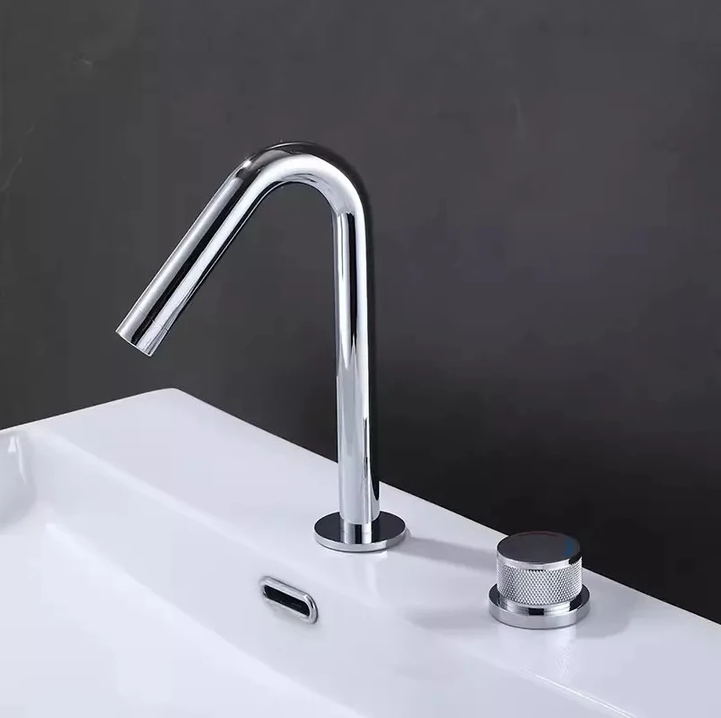 Tuqiu bathroom faucet brass wide brushed gold basin