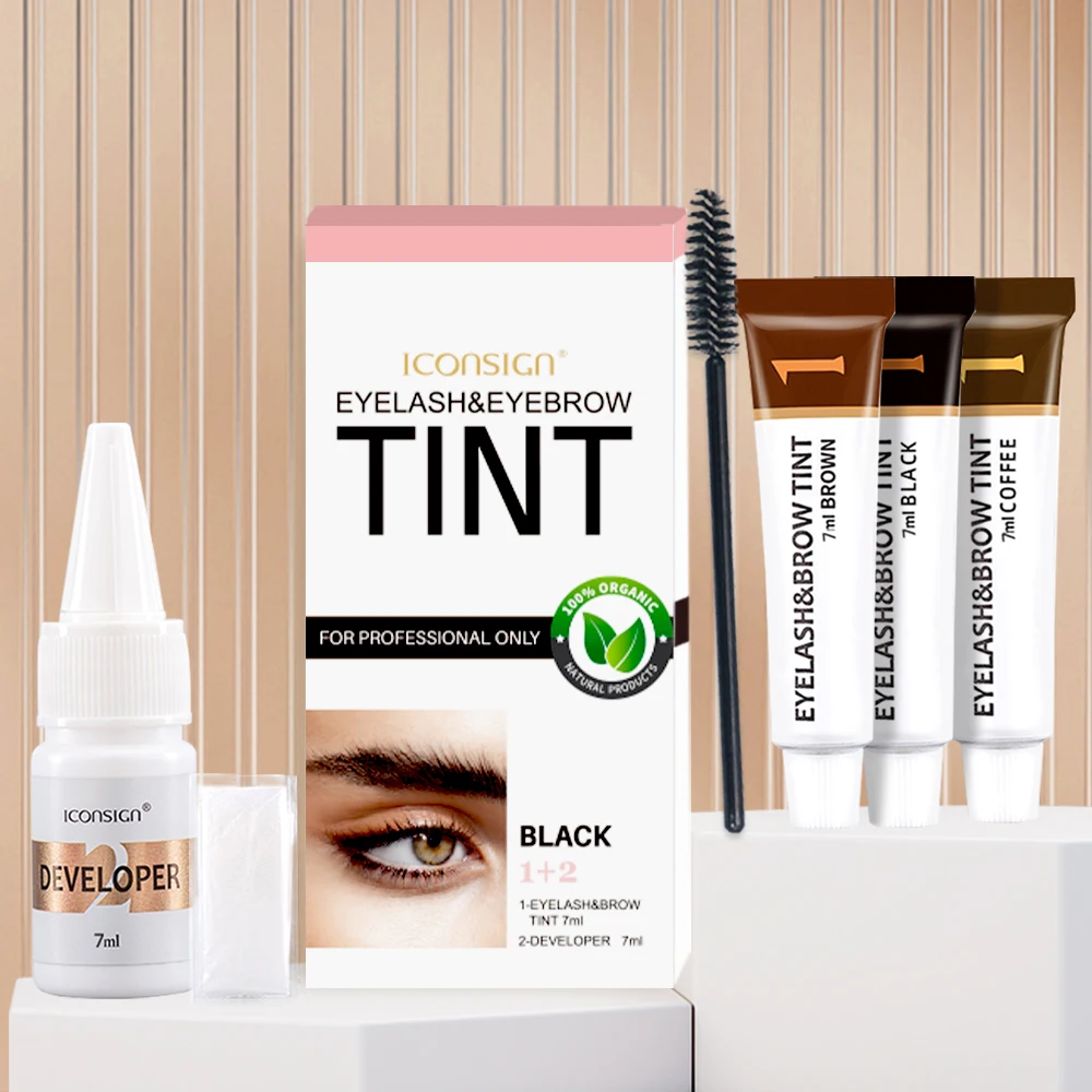 

ICONSIGN Eyebrow Tint Dye Eyelash Tint Professional Eyebrow Dye Waterproof Long-lasting Brown Eyebrow Brow Kit Semi Permanent