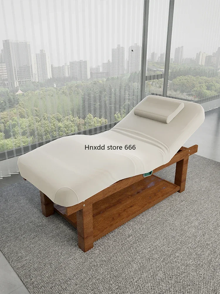 Electric lifting solid wood beauty bed, special latex massage massage bed for beauty salons