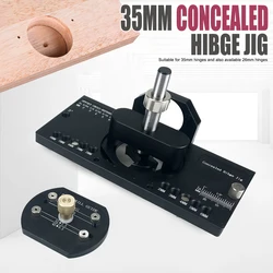 Kit de plantilla de bisagra oculta de 35mm para carpintería, localizador de guía de perforación de orificios, plantilla de perforación de plantilla de montaje de bisagra de gabinete de aleación de aluminio