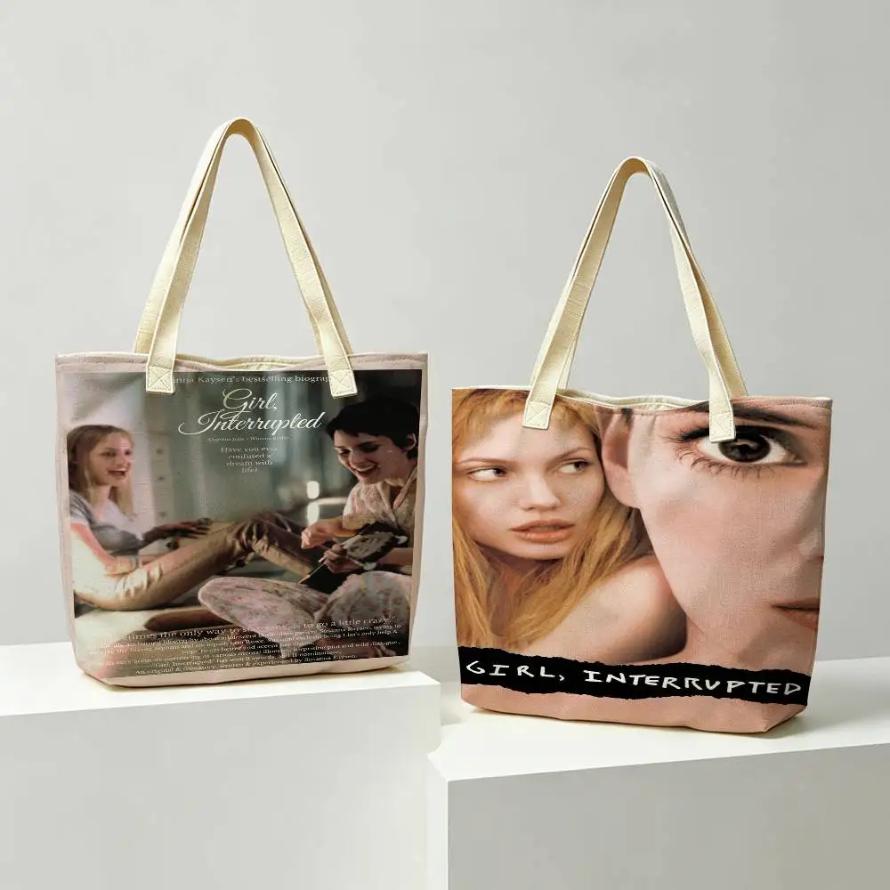 Girl Interrupted Movie Tv Linen Blend Cotton Polyester Tote Bag Strap Shoulder Purse Large Capacity For Travel Shopping