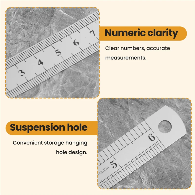 Classic-5 Pcs Dual Side Marked 15Cm 6 Inch Stainless Steel Straight Ruler