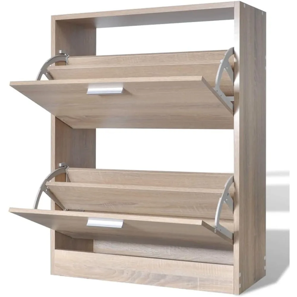 خزانة أحذية حديثة بلمسة نهائية من خشب البلوط مكونة من 12 زوجًا مع أبواب منزلقة لتخزين المدخل والممر #5