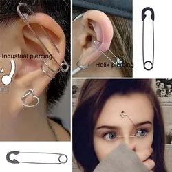 Orecchino con graffetta in acciaio inossidabile da 2 pezzi Piercing industriale Helix Piercing cartilagine Ear Stud Goth Punk Jewelry Ear Hoop