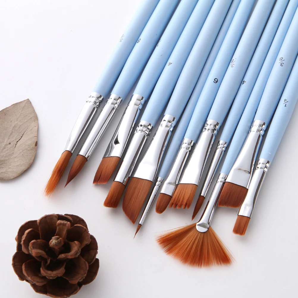 

12pcs Paint Brushes For Watercolor Painting Premium Bristle Wood Handle Metal Tube Drawing Set For Beginners Kids Art Tools