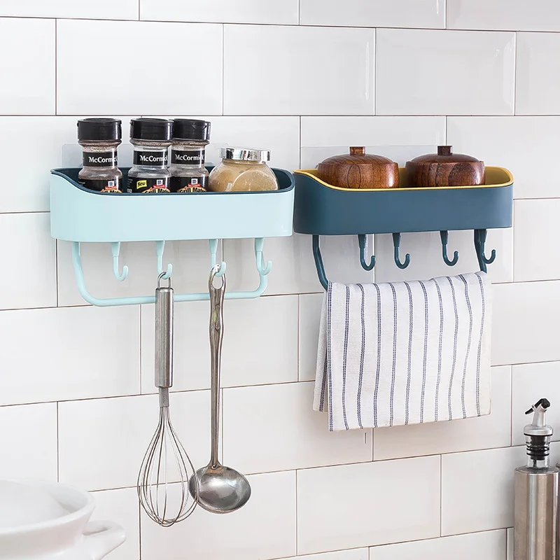 Bathroom Storage Organizer For Cosmetics Shower Rack Shelf Kitchen Organization Wall Mount Holder Spice Accessories Items