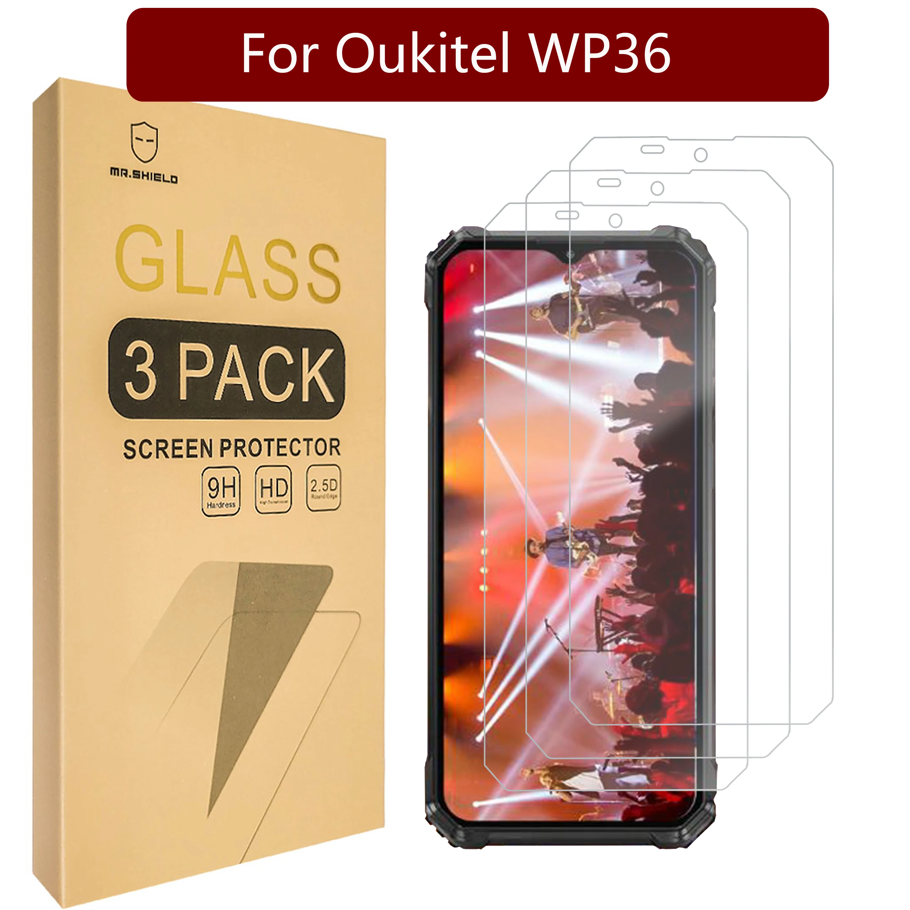 

Mr. Защитный экран совместим с Oukitel WP36 [закаленное стекло] [3 шт. в упаковке] [Японское стекло с твердостью 9H]
