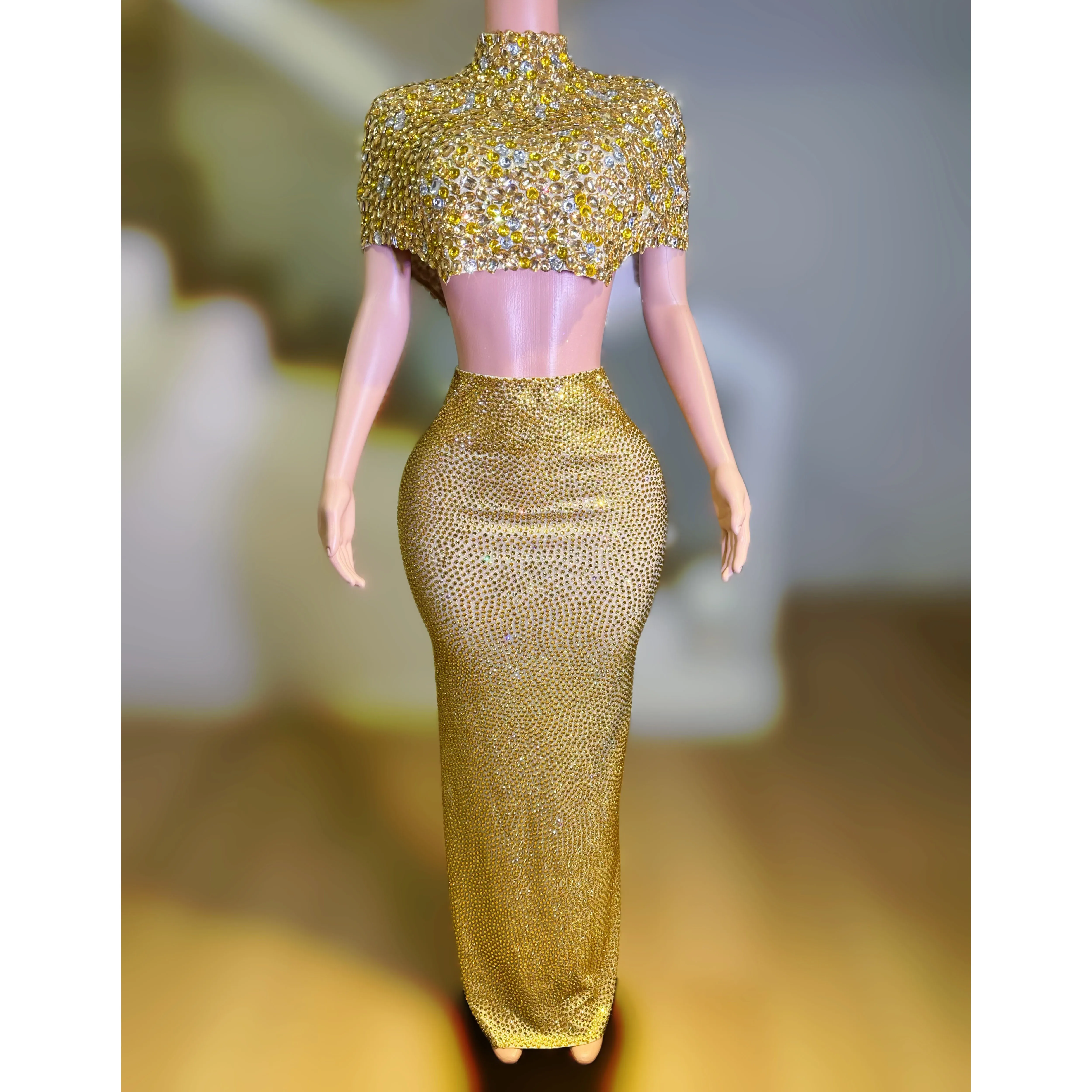 

Элегантное вечернее платье 2025 года с золотистым блеском, расшитое стразами, в пол, для фестивалей, выпускных вечеров, дней рождения, танцевальное, с блестящим топом, для женщин