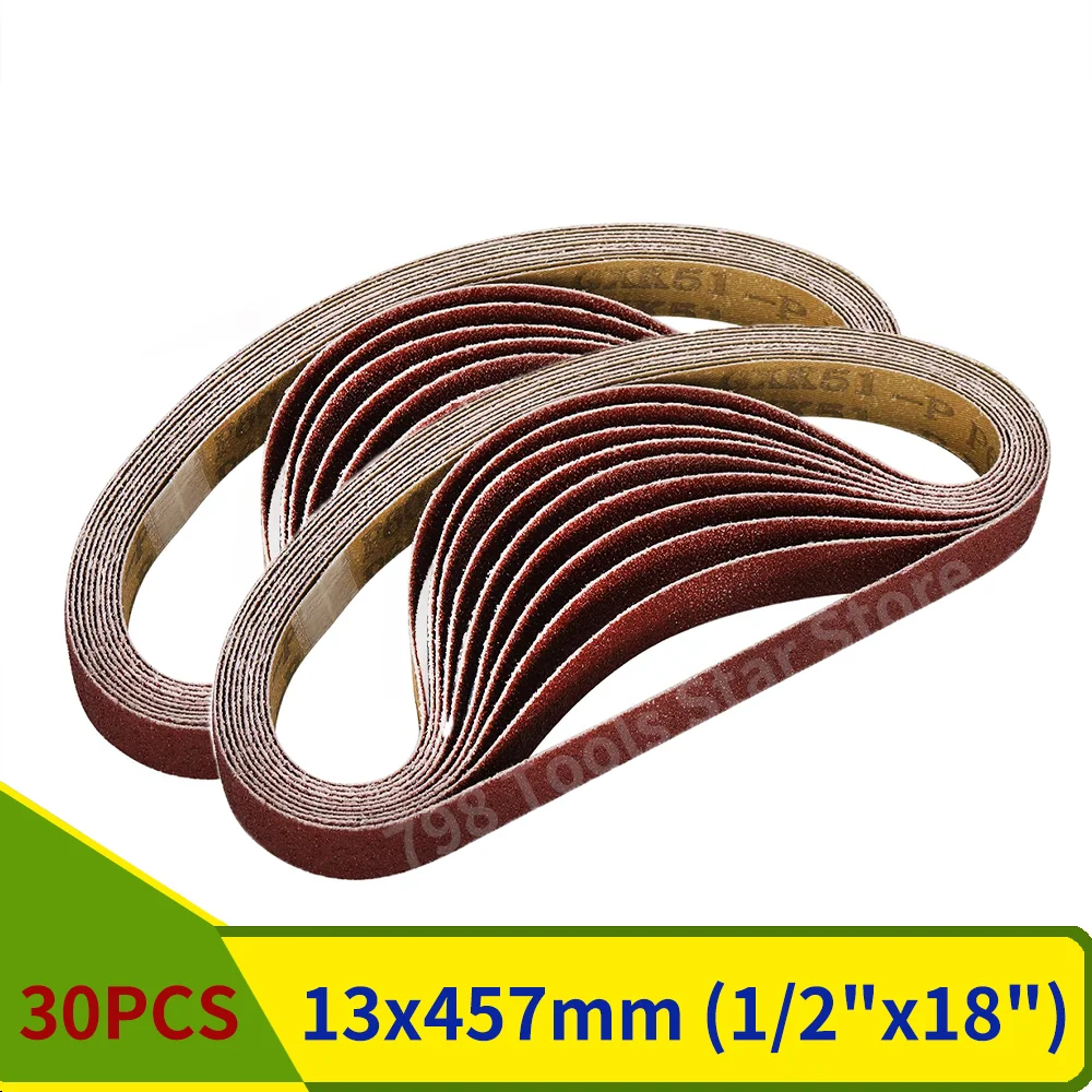 30PCS 13*457mm Sanding Belts 40-1000 1/2x18 Inch Abrasive Sanding Band For Wood Soft Metal Gap Welding Spot Grinding Polishing