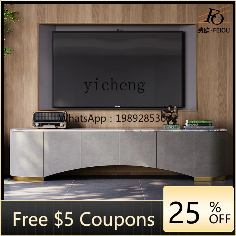 

GZ light luxury TV cabinet large flat-floor mansion high-grade marble coffee table floor cabinet combination