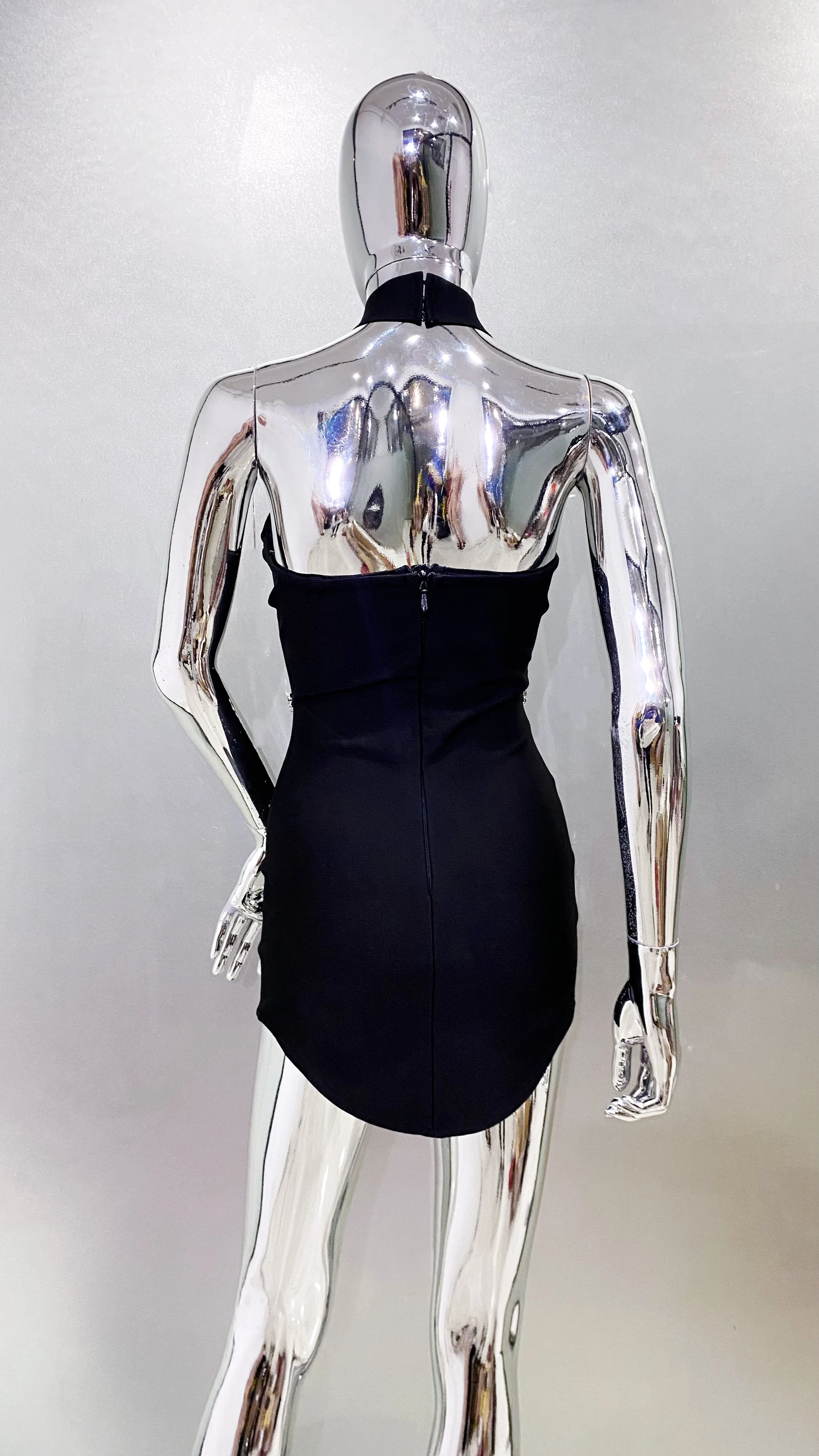 Women Summer Celebrity Sexy Strapless Beading Black Mini Bodycon Bandage Dress 2025 Elegant Evening Club Party Dress