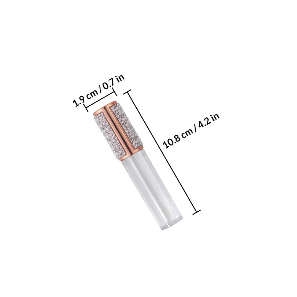 10Pcs Lip Gloss Storage Tubes Refillable Clear Glass Bottles 5Ml Pearl Diamond Empty Containers for Lip Oil Balm Dye