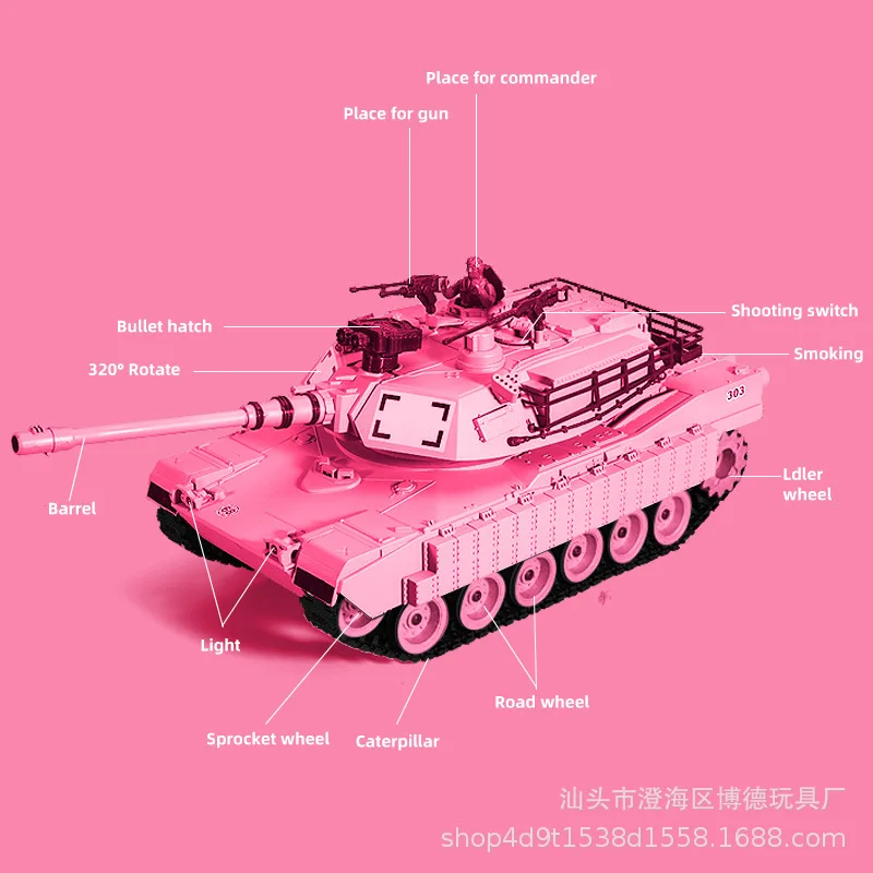 Nowy zdalnie sterowany model wojskowego czołgu Różowe gąsienice Elektryczny pojazd zabawka dla chłopców Dorosły Kolekcjonerski Symulacja Samochodu Pancernego