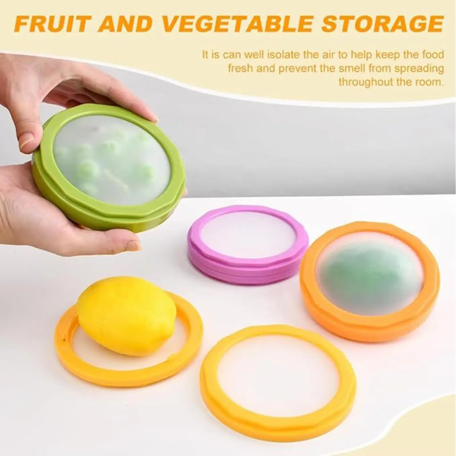 4Pcs Set Fruit Preservation Storage Box Silicone Film Food Box Sealed Mini Refrigerator for Storage Vegetable Lemon Fresh