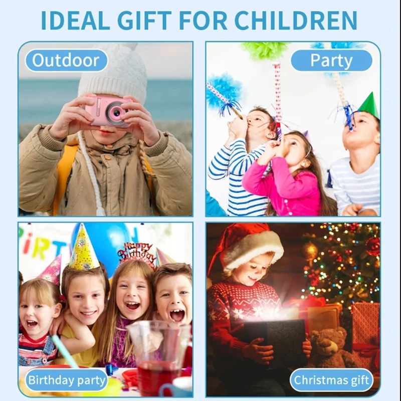 New Dual Selfie Mini Camera Digital Photo Camera HD 720P Video USB Charging Color Display For Children's Gift Pink