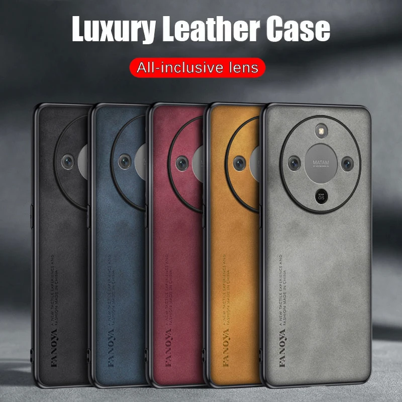 حافظة لهاتف Honor X70 مع عدسة حماية من جلد الخراف كوكه X70i X60i X60 GT X60 Pro غطاء من البولي يوريثان الناعم المقاوم للصدمات Funda