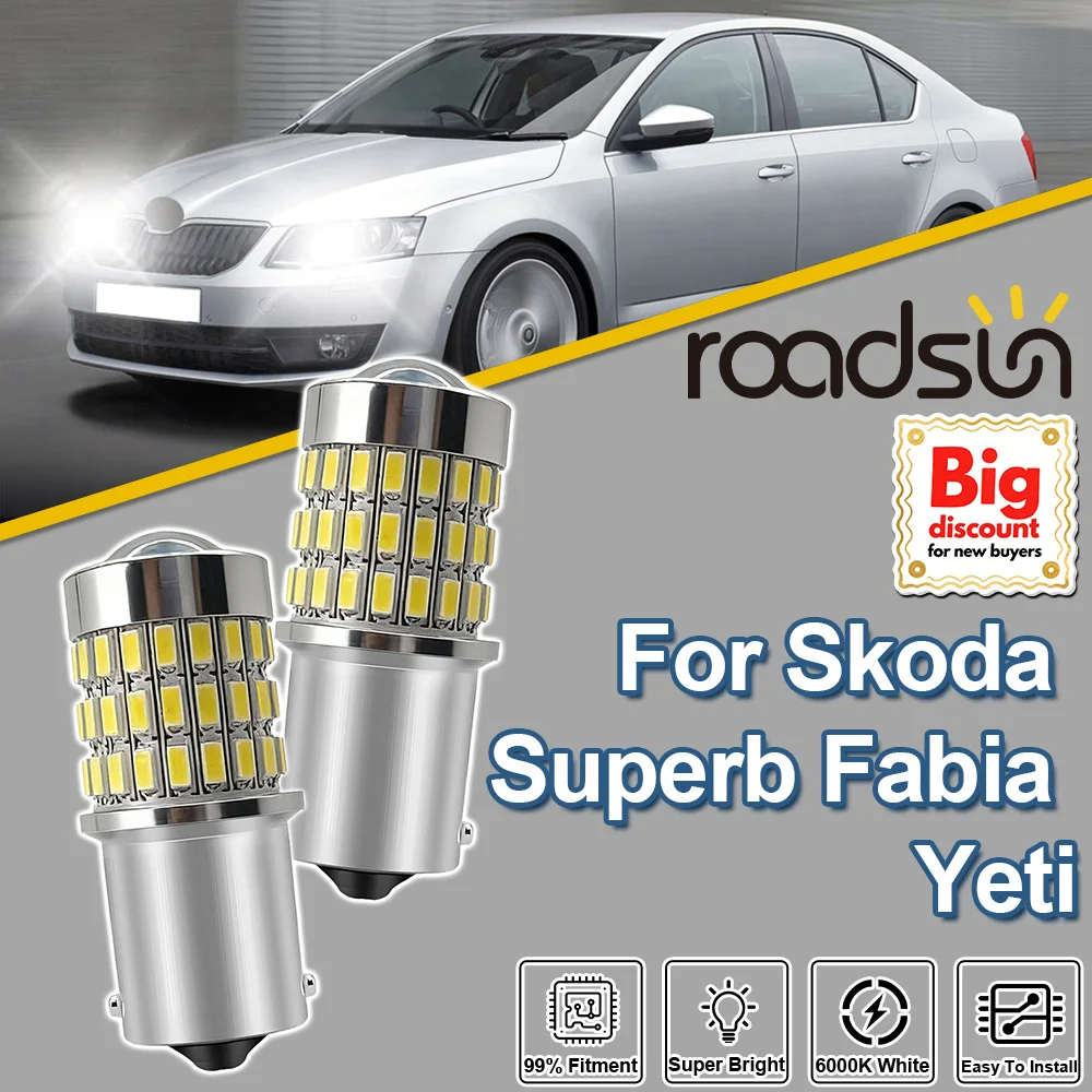 Roadsun 1156 P21W Für Skoda Superb Fabia Yeti 2 Stück Canbus LED Projektorlinse Rückfahrlicht Glühbirnen Rückfahrlampe Zubehör