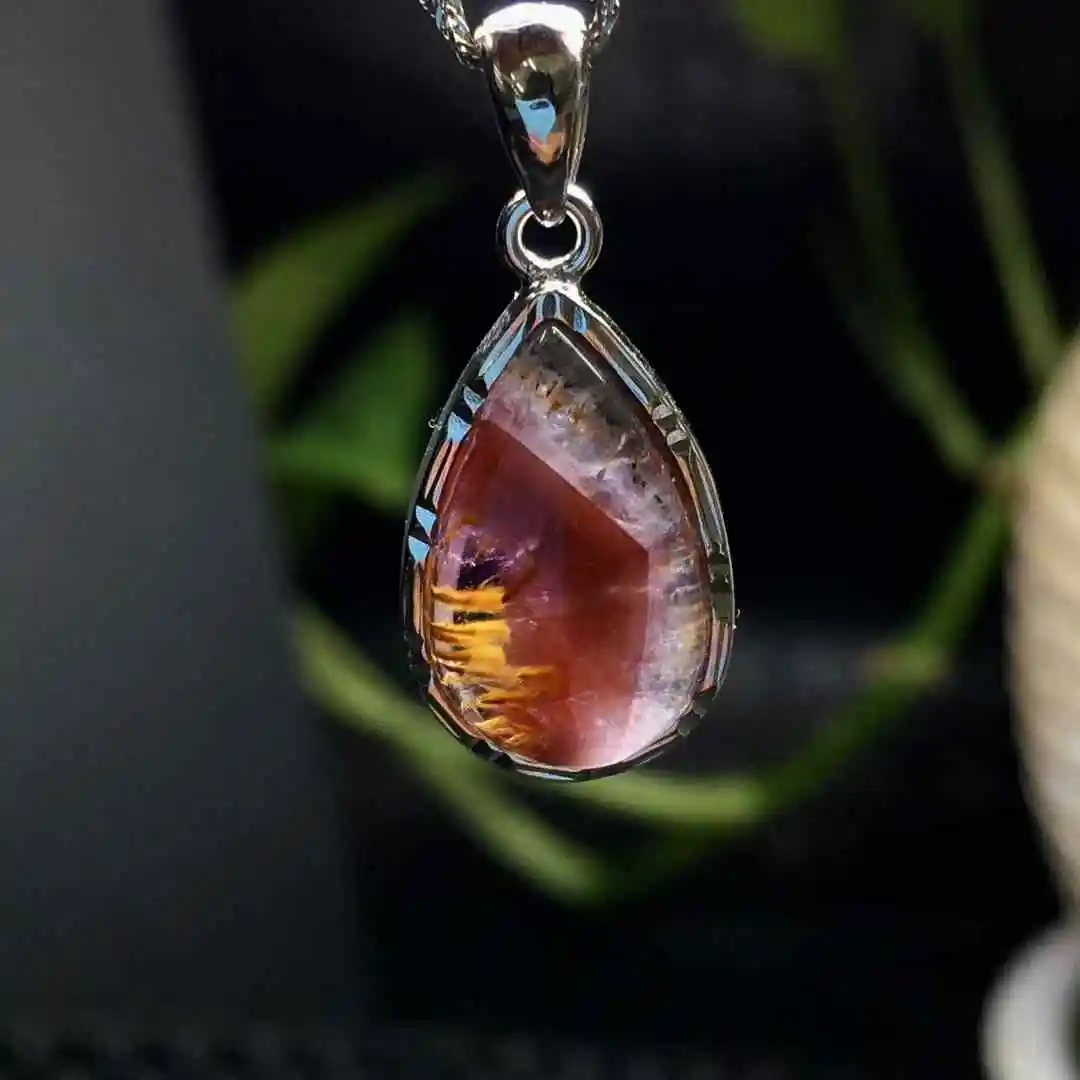 Unit One Piece 925 Silver With Natural Auralite Gemstone Crystal Teardrops Pendant For Gift