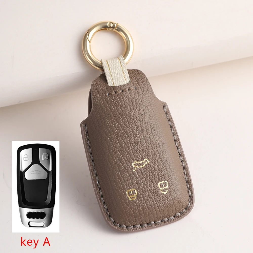 

Leather Car Key Case Fob Cover for Audi A4 B9 A5 A6 8S 8W Q5 Q7 4M S4 S5 S7 TT TTS TFSI RS 2019 2020 2021 Accessories