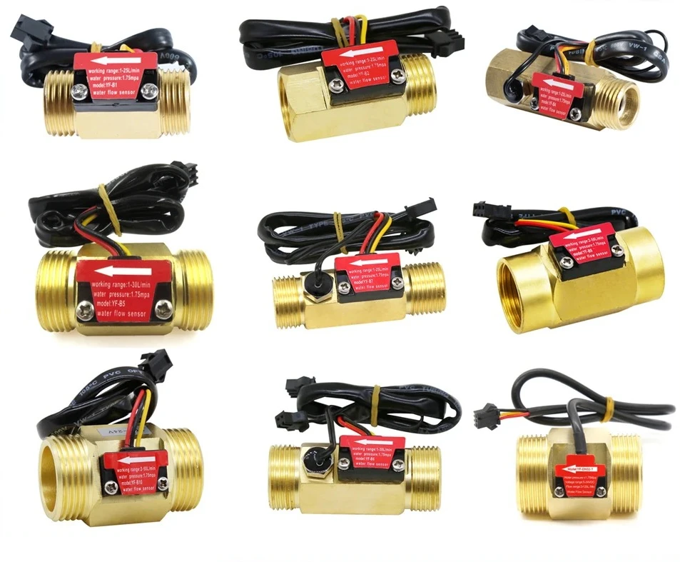 G1/2 G3/4 G1 Flow Sensor High Precision Hall Flow Meter Brass Body Liquid Flow Rate Sensor Flow Switch For Hot Water Heater