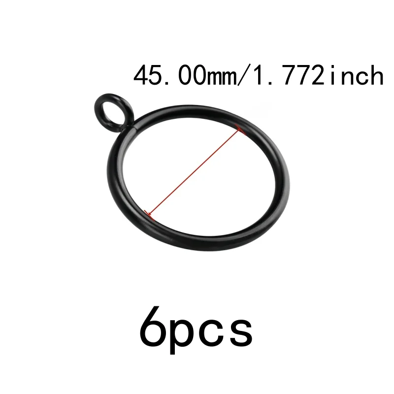 6 pcs 45mm Eyelet Curtain Hangers, Rust Resistant Finish for Home Fabric Hanging, Multipurpose, Versatile, Black
