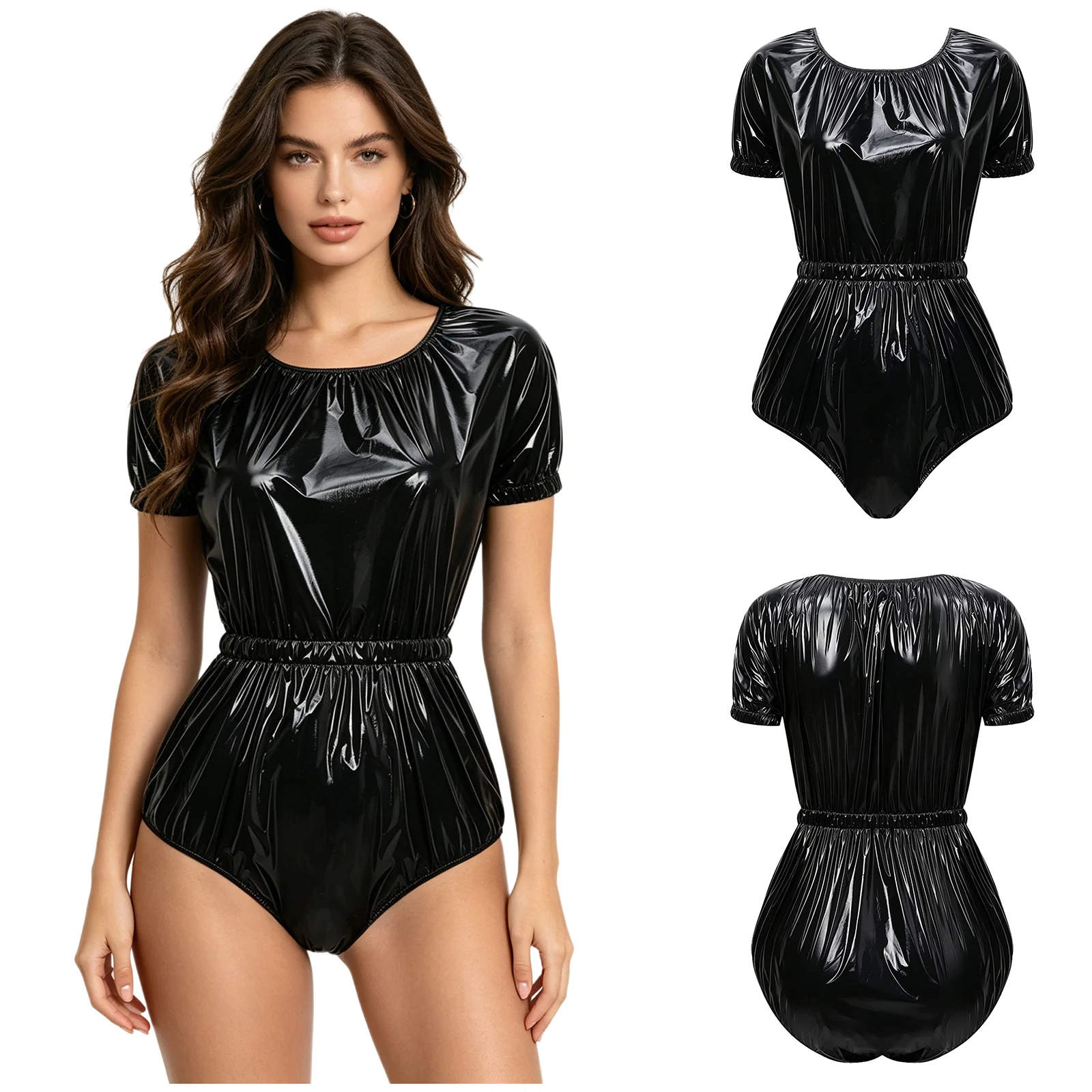 Traje Impermeable Adaptativo para Mujer, Cubrepañal Antifugas, Body de Manga Corta con Botones en la Entrepierna para Uso Diario y Cuidado de la Incontinencia